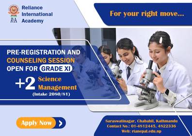 Admission Open for +2 Science and Management at Reliance Int'l Academy