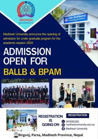 Admissions open for BALLB, BPAM and BEM at Madhesh University