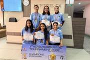 The champions celebrate their victory at the 1st NCASA Women Futsal Tournament 2082.