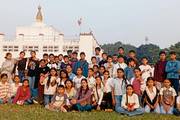 Students of Shree Himalayan Dandapani Neupane Secondary School during an educational tour to Lumbini.