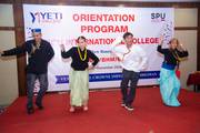 Students performing a cultural dance during the orientation program.