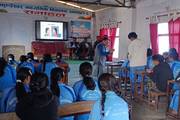 Students participating in an interactive educational session at the event hall of Gokundeshwor Secondary School.