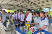 students showcasing their creativity in the school's exhibition