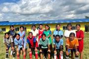 Empowering Young Athletes: Girls' football team at Saraswati Secondary School.