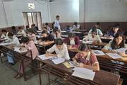Entrance Exam: A glimpse of the focused environment during the Grade 11 entrance examination held at Shree Pokhariya Secondary School