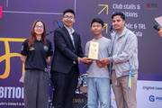 Hotel Management students receiving the “Best Hospitality Exhibitor” title at the Sangam Club Exhibition.