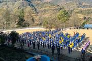 Students gathering for their daily morning assembly and prayer session.