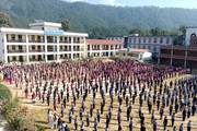 Students participating in the daily morning assembly at Siddhartha Secondary School.