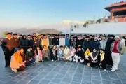 Students participating in an educational tour to Pokhara.