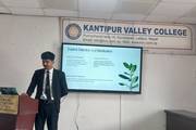 A B.Tech Biotechnology student delivering a final seminar presentation on explant selection and sterilization.