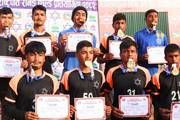 Students celebrating their gold medal victory in the Kabaddi category at the President Running Shield