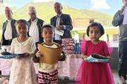 Vidya Jyoti Secondary School distributes prizes to students for their outstanding academic performance.