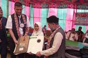 Computer handed over to the student on the result day by Harinagar Rural Municipality