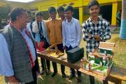 Students presenting technical models during Science Learning at Shree Chandra Model Secondary School.