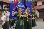 Scouts of Gokundeshwor Secondary School leading a ceremonial parade.