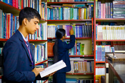 Students reading and researching in the library at Dibya Deep Jyoti English Secondary School.