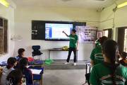 Laxmi Secondary School utilizes interactive smart board technology to enhance classroom learning.