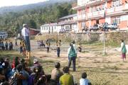 Students participate in a volleyball match as part of the annual Sport Week activities.