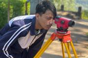 Civil engineering students of Shree Gautam Buddha Secondary School are participating in a practical surveying field session.
