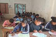 Students appearing for their examinations at Janaki Secondary School.