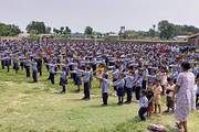 Students attending morning assembly