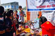 Students representing Kerabari Rural Municipality in educational exhibition