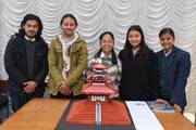 Students with their creations