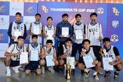 Students posing with their awards after securing the second runner-up position in the Thunderbolts Cup 2025 basketball tournament.