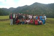 Outdoor Excursion: Students and staff of Mahadev Secondary School enjoying a trip.