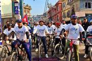 Triton SS/College students participate in an energetic cycling rally to mark the Triton Annual Sports Meet 2082.