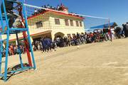Unity on the court: Students at Shree Narayan Secondary School demonstrate teamwork and sportsmanship during a lively volleyball match.