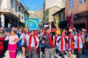 Teachers and students celebrating victory.
