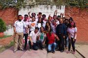Students celebrating the vibrant festival of Holi.