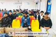 Students embrace mindfulness and mental well-being during a dedicated collective session for World Meditation Day.