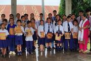 Prize distribution for writing competition winners at Shree Narad Aadarsha Secondary School.