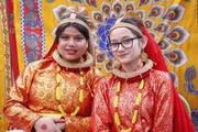 Students dressed in traditional cultural attire during a school event at Dibya Deep Jyoti English Secondary School.