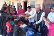 Uniforms, bags, and copies distributed to children studying in  ECD