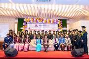 Students and faculty members gather for the graduation ceremony at Dibya Deep Jyoti English Secondary School.