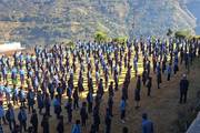 Students participating in the daily morning assembly session.