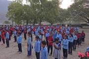 Students attending morning assembly