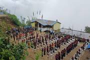 Daily Morning Assembly: Students Standing in Formation at Shree Jyoti Secondary School