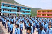 Students gathered in the school ground for their daily morning assembly.