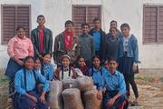Grade 9 students of Deep Narayan Aadarsh Model Secondary School practicing mushroom farming.