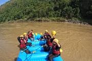 Students participating in a rafting session on the Trishuli River.