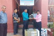 Rastriya Banijya Bank handing over science laboratory materials to the school