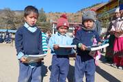 Stationery distribution program for students at Shree Bir Balbhadra Model Secondary School.