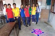 students preparing for Tihar festival celebration