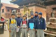 Cultural Learning Trip: Students at Shree Pancha Mahalaxmi Mandir with Kathmandu Vidya Kunja Secondary School