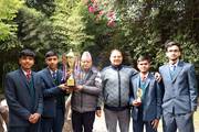 The robotics team with their trophy after securing second place at the Celesta 2026 international competition organized by IIT Patna.