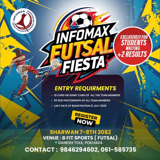 Infomax College Launches Futsal Fiesta 2082: Big Cash Prizes for +2 Result-Waiting Students